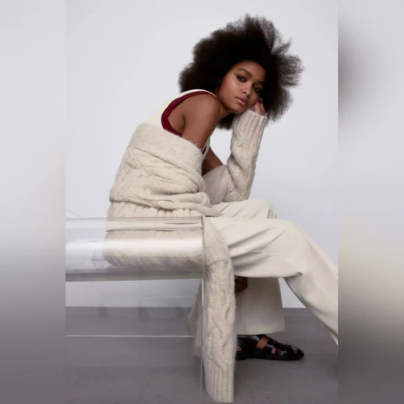 Zara chunky knit cardigan coat - Picture 2 of 12